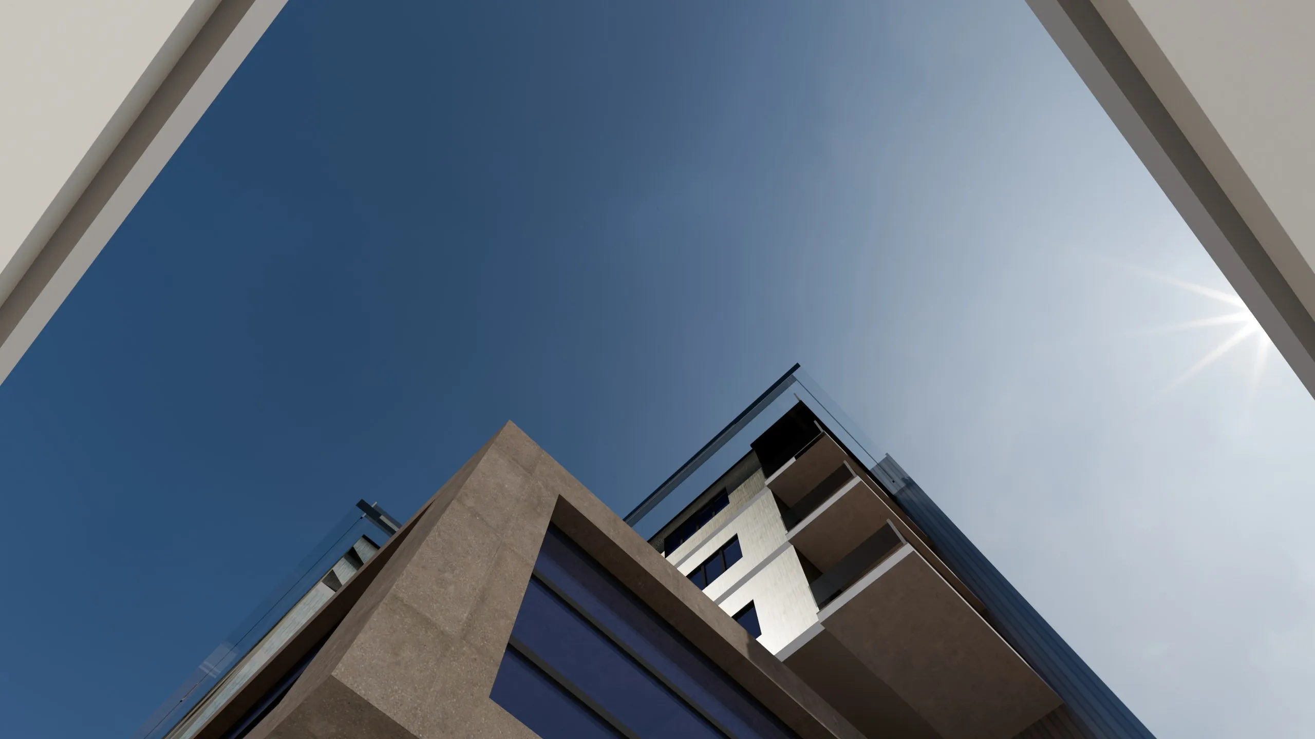 Contre-plongée sur la façade — Immeuble résidentiel R+5