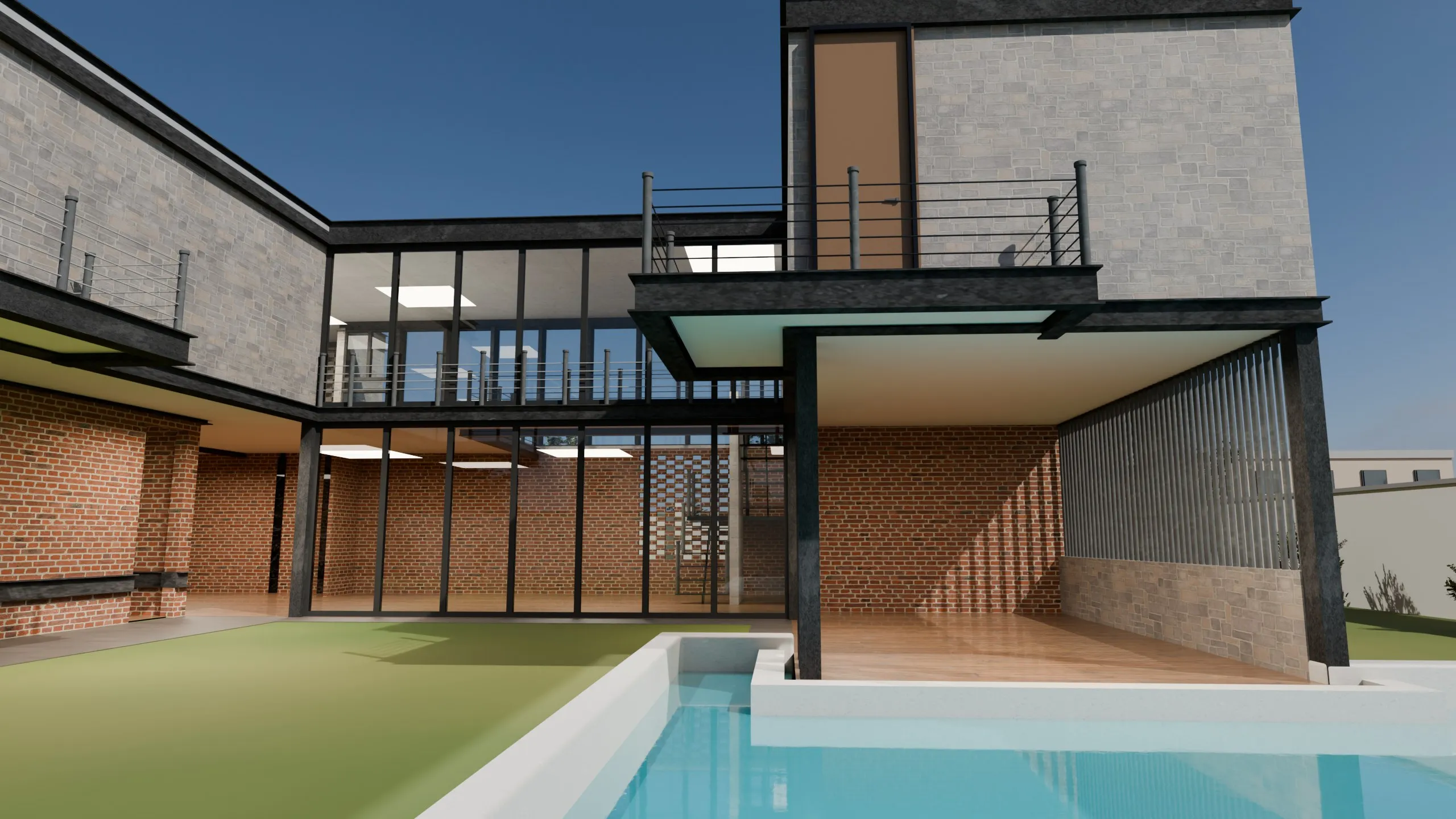 Arrière du bâtiment et piscine — Villa contemporaine