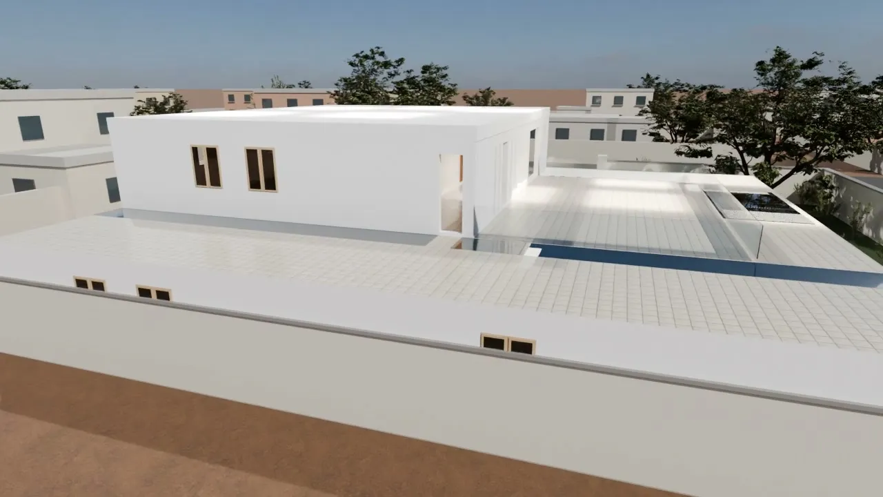 Arrière du bâtiment et piscine — Villa familiale à étage
